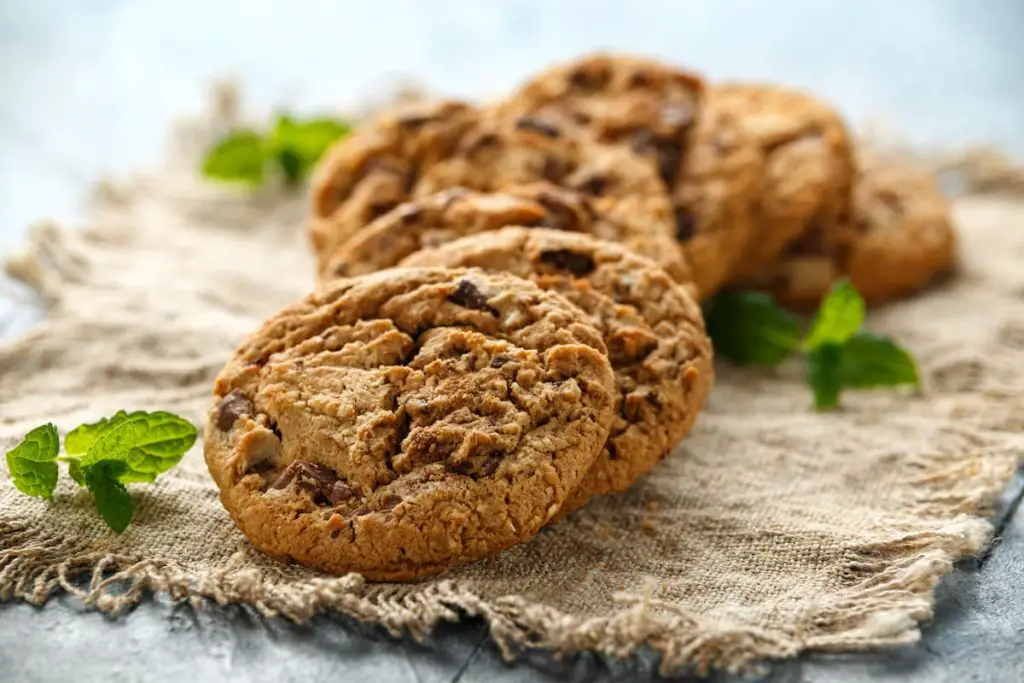 Chocolate chip cookies ready to be frozen