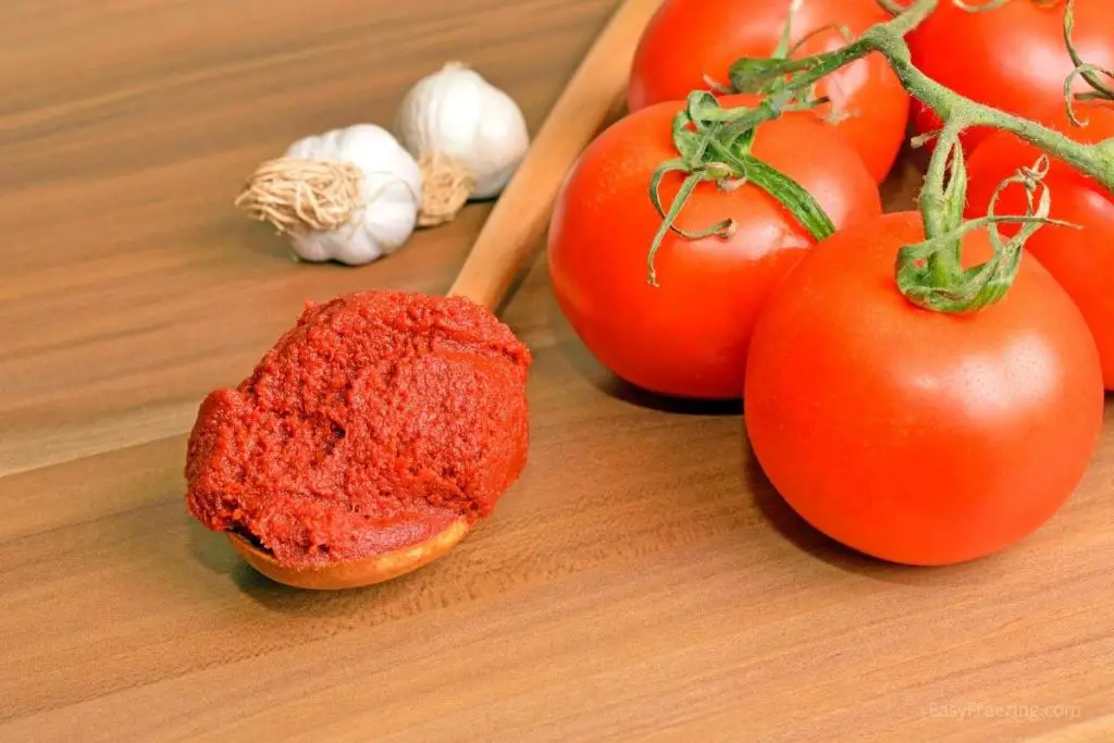 Tomato paste on spoon: Freezing tomato paste