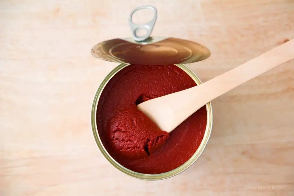 Can of tomato paste ready for freezing