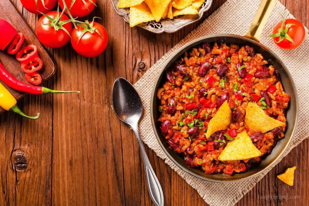 Delicious bowl of chili: Freezing chili con carne