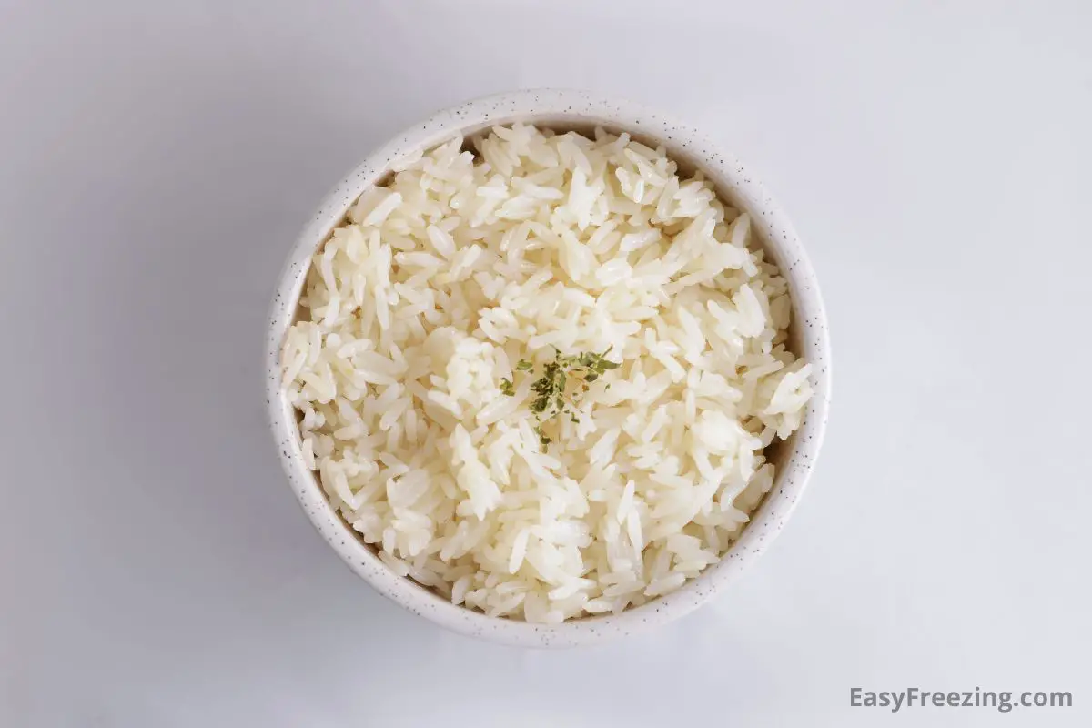 Cooking rice for freezing